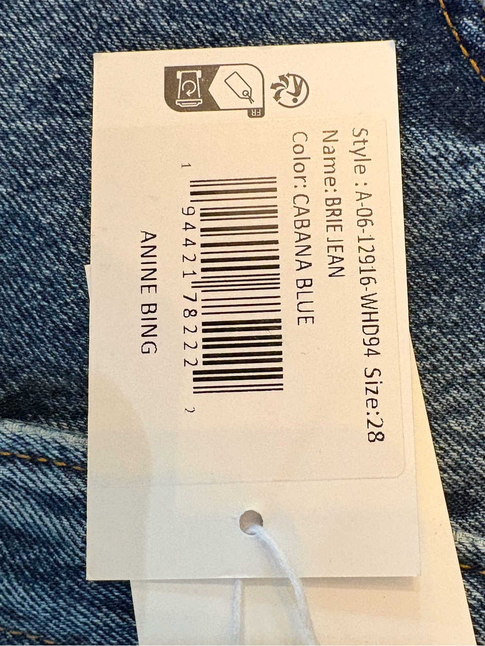 Anine Bing Brie Jeans Womens 28 Cabana Blue Wide Leg Seam Detail NWT - Picture 7 of 11